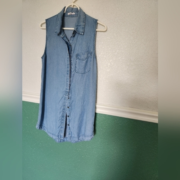 Women's denim Like Button Tank dress size small - Picture 1 of 10